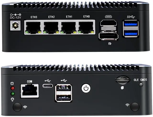 Alt view image 5 of 5 - 4 Lan i226 2.5G Firewall Micro Appliance, Fanless Firewall Mini PC Alder Lake-N N100, HDMI, DP, 4xUSB, COM RJ45, Server PC, AES-NI VPN Router Support pfsense Openwrt, Wifi Slot, 8GB DDR4 256GB NVMe