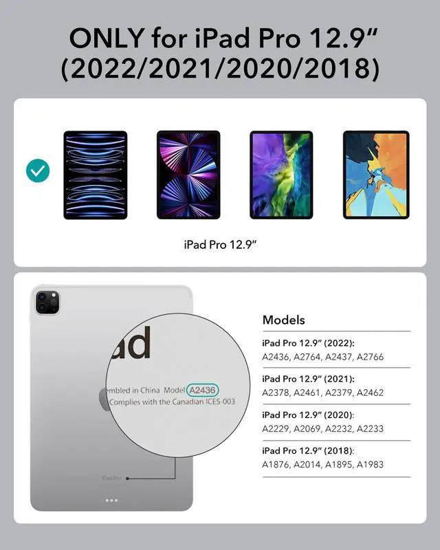 Alt view image 2 of 5 - ESR iPad Pro 12.9 Case with Keyboard, Easy-Set Magnetic Stand, Portrait/Raised Modes for iPad iPad Pro 12.9 (2022/2021/2020/2018), Removable Protective Case, Rebound 360 Series, White