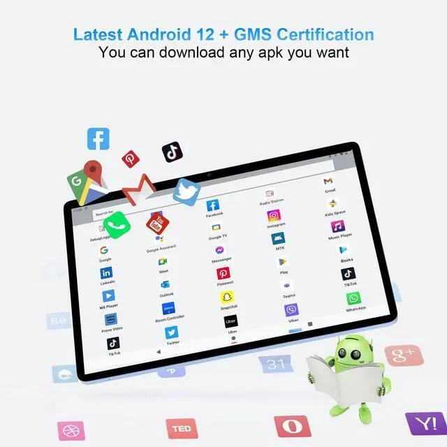 Alt view image 2 of 5 - FancyFish 2025 New 10.1 inch Android Tablet, MT8183 Octa-Core CPU, 12(6+6) GB RAM+128GB ROM+1TB Expandable Computer Tablets PC, 1920 * 1200 FHD IPS Screen, 5+13MP Dual Camera, GMS Certified Tab Blue