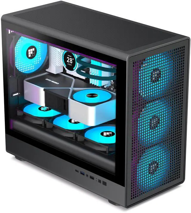 Main image of FOIFKIN X01 PC Case - Preinstalled 3 ARGB PWM Fans, MicroATX Gaming PC Case, Top Support 360mm Cooler with Type-C, Square Mesh Design, Removable Glass Side Panel, Black, FOIFKIN