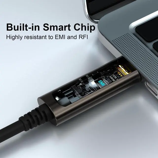 Alt view image 3 of 5 - GeoHN.G USB C to C Fiber Optic Cable 5M/16.5FT, USB 3.2 10Gbps Long Distance Data Transfer USB C Extension Cable for VR, Camera, Mini PC, Laptop, Webcam, Printer and More