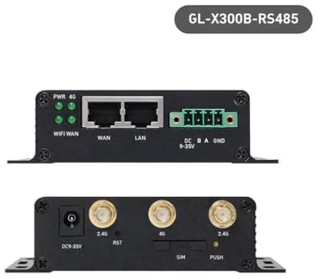 Alt view image 2 of 5 - GL-X300B (Collie) 4G LTE VPN Industrial Wireless Gateway, External Full-Band 4G Antennas, Hardware Watchdog, at Command, DNS Encryption, 2.4GHz ONLY (RS485)