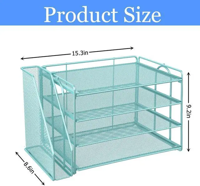 Alt view image 3 of 5 - gianotter Monitor Stand with Storage + 4-Tier Paper Organizer (Blue)