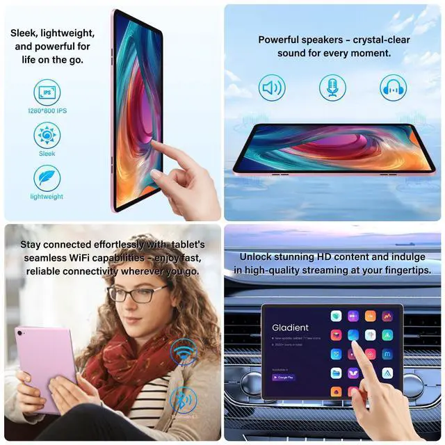 Alt view image 4 of 5 - GOTOWOD Android 14 Tablet 10.1 inch 19GB RAM + 256GB ROM 1TB Expand, 1280x800 IPS HD Touchscreen, 2MP+5MP Dual Camera, 6000mAh Battery Powerful Performance Tablets 2025, GMS, WiFi (Pink)