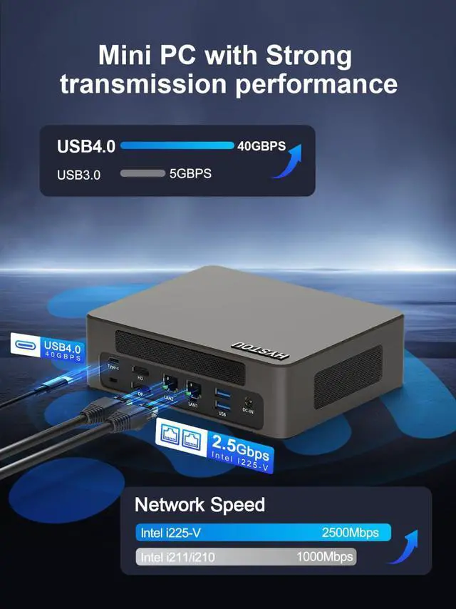 Alt view image 4 of 5 - HYSTOU Mini PC I7 Computer: Core I7 1360P 32GB Ram DDR5 512GB NVMe SSD Win 11 Pro Mini Gaming PC for Home Server Business