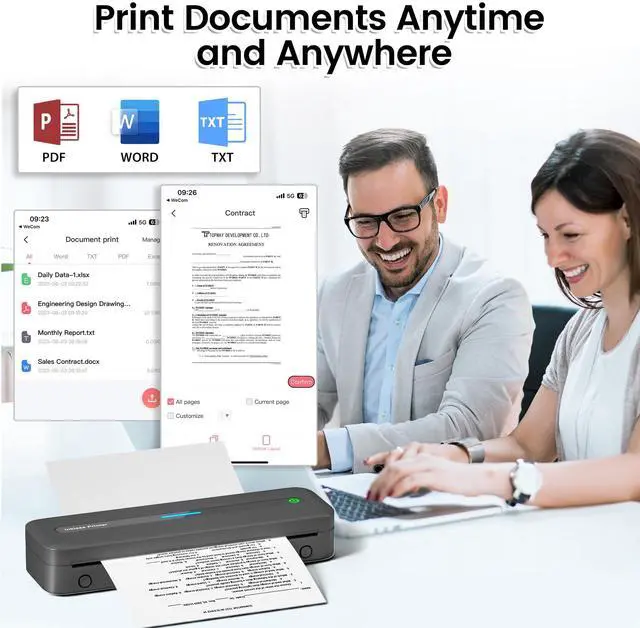 Alt view image 4 of 5 - ItriAce M832 Portable Printer, 300DPI Wireless Bluetooth Thermal Printer, Support Multi-Size Thermal Paper with Roll Thermal Paper 110mm x 6.5mm, 3 Rolls