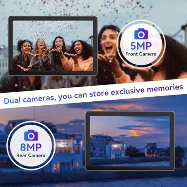 Alt view image 4 of 5 - Jeazans Latest 2024 Android Tablet, 10.1 inch Tablets with 1280 * 800 IPS HD Touchscreen, Octa-Core Processor, 8GB RAM 64GB ROM, 1TB TF Card Expandable, Widevine L1, Face ID, Wi-Fi 6, Fast Charging