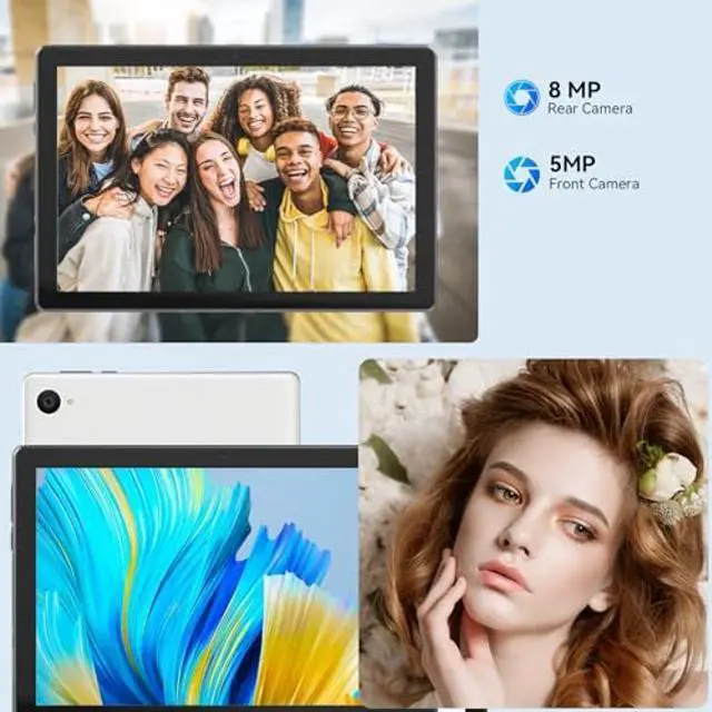 Alt view image 5 of 5 - Jeazans Latest 2024 Android Tablet, 10.1 inch Tablets with 1280 * 800 IPS HD Touchscreen, Octa-Core Processor, 8GB RAM 64GB ROM, 1TB TF Card Expandable, Widevine L1, Face ID, Wi-Fi 6, Fast Charging