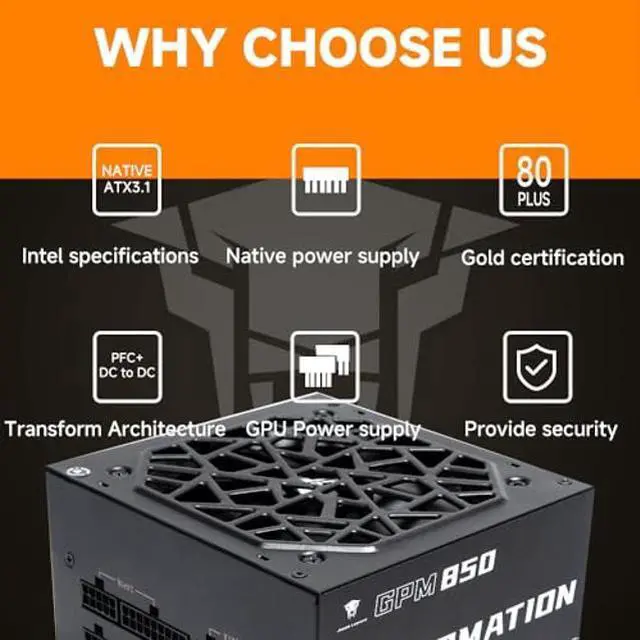 Alt view image 3 of 5 - ICOLER GPM850 Fully Modular Low-Noise Power Supply - ATX 3.1 & PCIe 5.0 Compliant - 105degC-Rated Capacitors - 80 Plus Gold Efficiency PFC+DC to DC