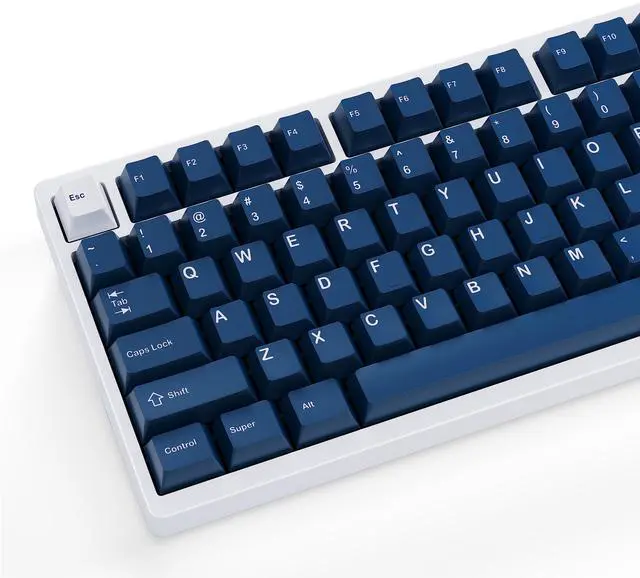 Main image of kfaPBT White on Navy Keycap Set for Mechanical Keyboard, 152 Keys Set Custom Keycap Set, Cherry Profile, Compatiable with 100%, 75%, 65%, 60% Keyboards
