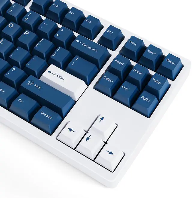Alt view image 4 of 5 - kfaPBT White on Navy Keycap Set for Mechanical Keyboard, 152 Keys Set Custom Keycap Set, Cherry Profile, Compatiable with 100%, 75%, 65%, 60% Keyboards