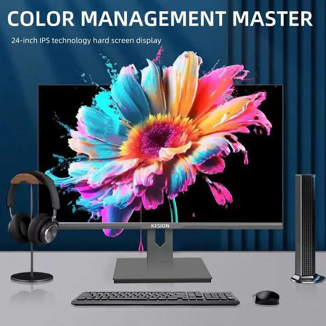 Alt view image 2 of 5 - KESION 24 inch IPS Computer Monitor, FHD1080P 75HZ, HDMI and VGA inputs, 97% sRGB Color gamut Coverage, VESA 75 x 75mm Compatibility, Office Gaming and Home Computer Screens (Black)