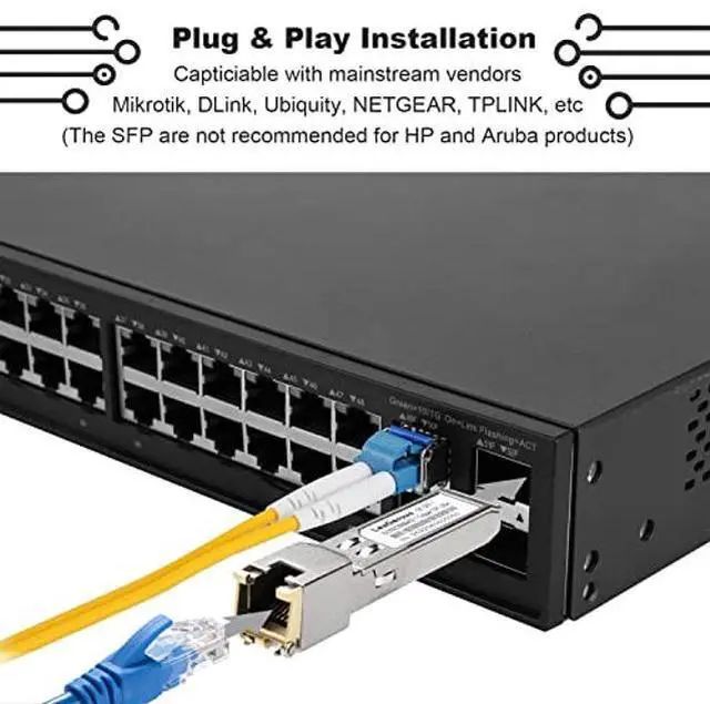 Alt view image 4 of 5 - 10Pcs 1.25 Gigabit Cooper SFP to RJ45 10/100/1000M Self-negociation Converting Module, Supports 100m cat5/cat5e/cat6 Cable