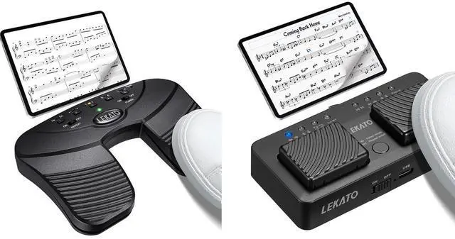 Main image of LEKATO Bluetooth Page Turner Pedal Rechargeable Foot Pedal Portable Page Turner Pedal Wireless Music Page Turner Pedal for Phones App Controller Ipad Tablets Anti Skid Portable Page Turner Pedal