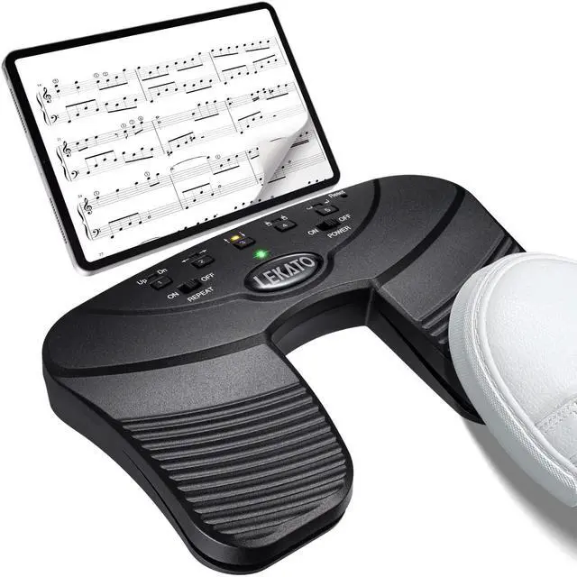 Alt view image 2 of 5 - LEKATO Bluetooth Page Turner Pedal Rechargeable Foot Pedal Portable Page Turner Pedal Wireless Music Page Turner Pedal for Phones App Controller Ipad Tablets Anti Skid Portable Page Turner Pedal