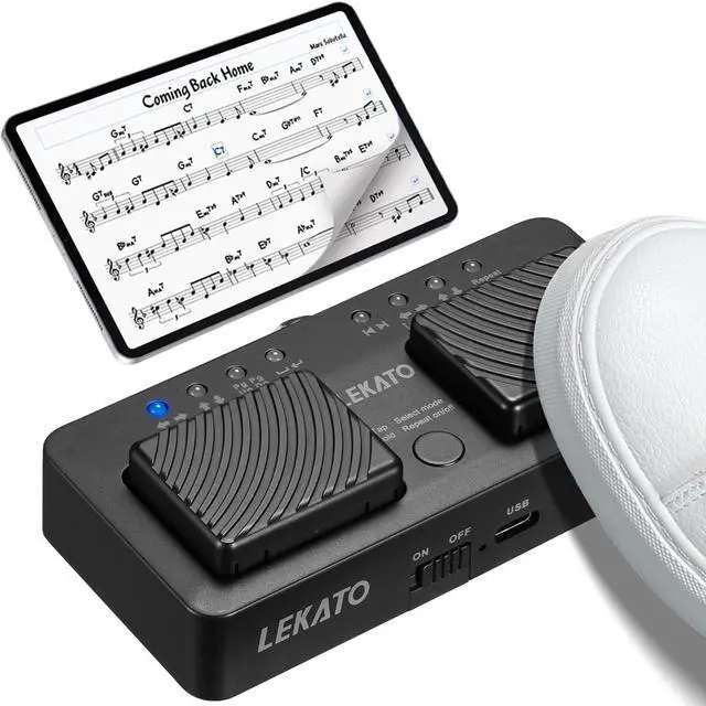 Alt view image 3 of 5 - LEKATO Bluetooth Page Turner Pedal Rechargeable Foot Pedal Portable Page Turner Pedal Wireless Music Page Turner Pedal for Phones App Controller Ipad Tablets Anti Skid Portable Page Turner Pedal