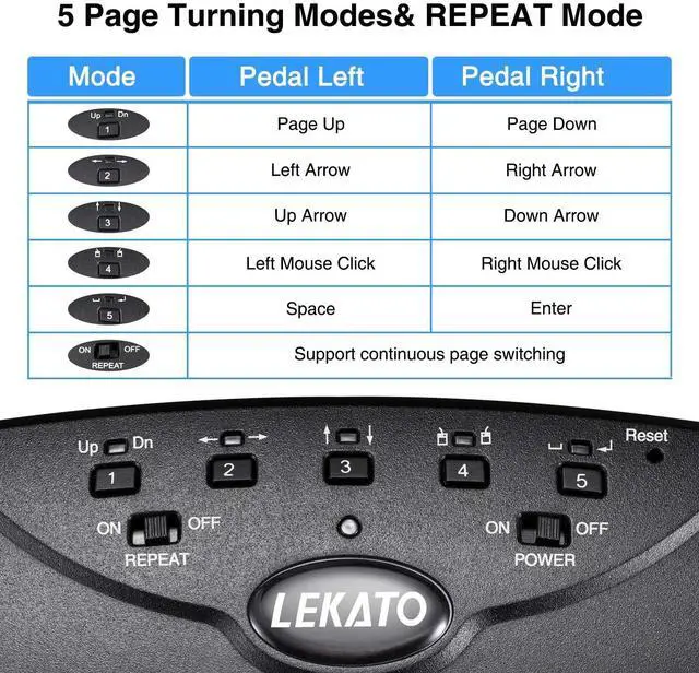 Alt view image 4 of 5 - LEKATO Bluetooth Page Turner Pedal Rechargeable Foot Pedal Portable Page Turner Pedal Wireless Music Page Turner Pedal for Phones App Controller Ipad Tablets Anti Skid Portable Page Turner Pedal