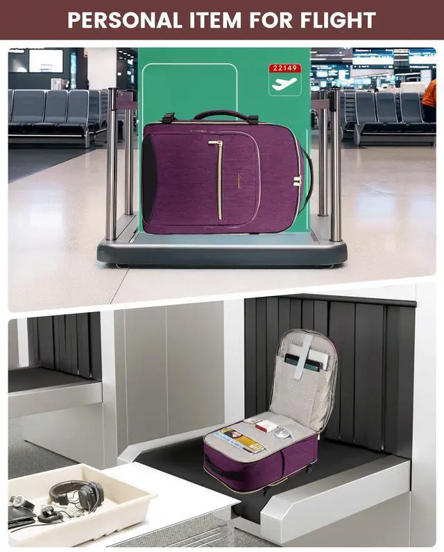 Alt view image 4 of 5 - LOVEVOOK Carry on Backpack, 50L Travel Backpack Women for Airplanes, 18inch Laptop Backpack with Toiletry Bag Carry on Bags for Airplanes Daypack for Weekender Overnight Hiking, Dark purple-Black-1