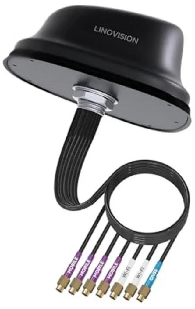 Main image of LINOVISION 5G LTE MIMO Combo 7-in-1 Antenna, 4X 5G LTE, 1x GNSS, 2X Wi-Fi, Outdoor Roof SMA Antenna with 10ft Cable, Works with Teltonika RUTM50, RUTX50, TRB500, RUTC50 (PR1KC640)