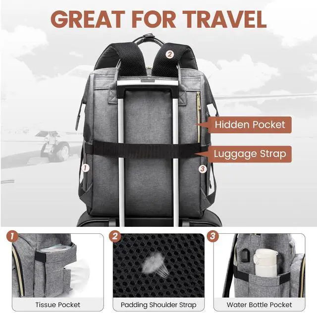 Alt view image 4 of 5 - LOVEVOOK Laptop Backpack for Women,18 Inch Professional Womens Travel Backpack Purse Computer Laptop Bag Nurse Teacher Backpack,Waterproof College Work Bags Carry on Back Pack with USB Port,Grey