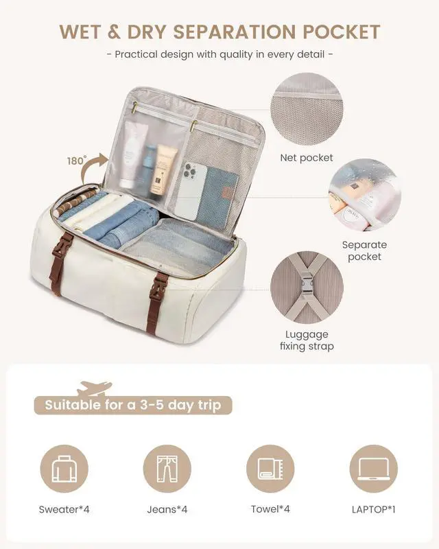 Alt view image 5 of 5 - LOVEVOOK Large Travel Backpack for Women, 40L TSA Approved Backpack with 3 Packing Cubes, Personal Item Bag Fits 17" Laptop, Water-Resistant Carry On Luggage for Women, Travel Carry On Bag