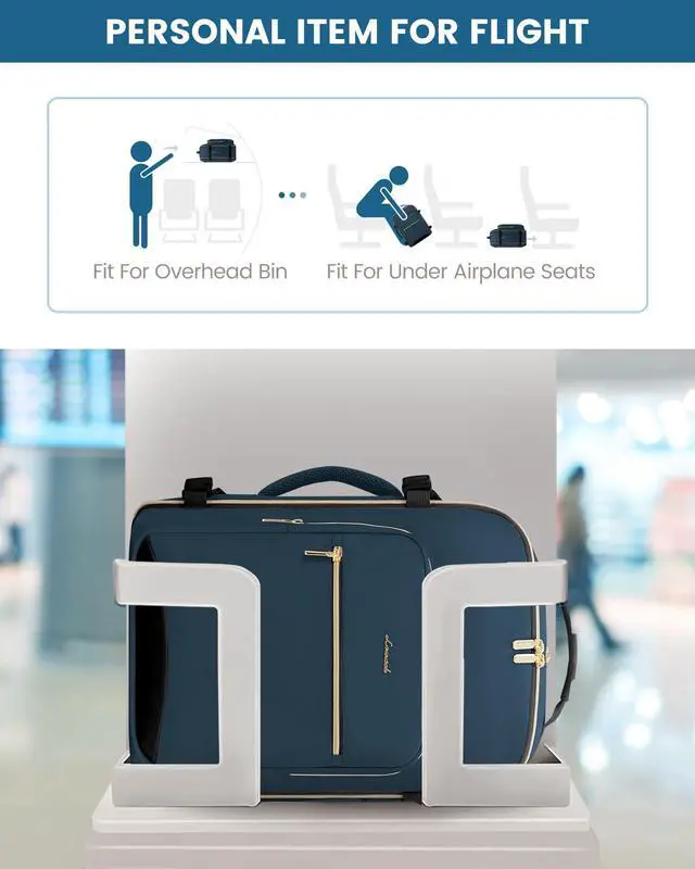 Alt view image 4 of 5 - LOVEVOOK Travel Backpack, 40L Carry on Backpack with 3 Packing Cubes, 17 Inch Water Resistant Luggage Computer Daypack College Weekender Overnight Bag for Men & Women, Dark blue green-Black