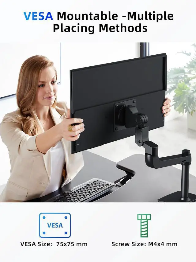 Alt view image 4 of 5 - MAGICRAVEN 23.8" Portable Monitor, 1080P 100Hz VESA Large Laptop Screen, USB C/HDMI Second Display with Speakers, Laptop Screen Extender for Windows/Mac/Android/IOS/PS4/Switch/Xbox