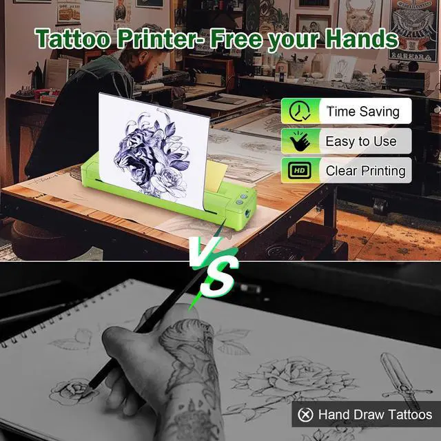 Alt view image 5 of 5 - Meiyunprt Tattoo Stencil Printer, Wireless Stencil Printer for Tattooing, Bluetooth Tattoo Machine Kit for Tattoo Artists & Tattoo Beginners, Compatible with Smartphone Tablet & PC