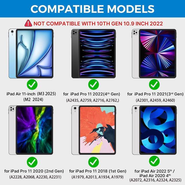 Alt view image 2 of 5 - Magic Keyboard Case for iPad Air 11 inch (M3 2025, M2 2024) & iPad Pro 11 Inch (4th/3rd/2nd/1st Gen), iPad Air 5th/4th Generation Case with Keyboard, Floating Cantilever Stand, Multi-Touch Trackpad