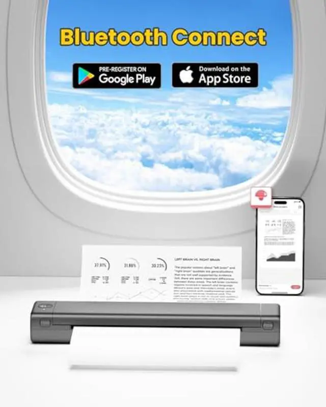 Alt view image 2 of 5 - Phomemo M08F Pro Portable Printer Wireless Travel, [Upgrade] Portable Thermal Printer Support 8.5" X 11" US Letter, Inkless Bluetooth Printer Compatible with iOS, Android, PC, Printer with Case