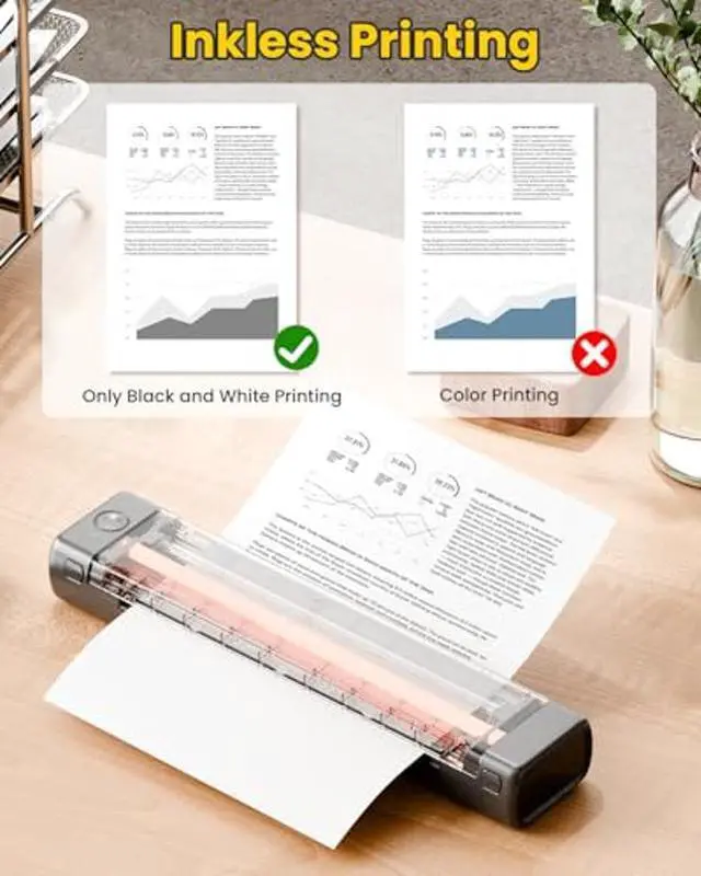 Alt view image 4 of 5 - Phomemo M08F Pro Portable Printer Wireless Travel, [Upgrade] Portable Thermal Printer Support 8.5" X 11" US Letter, Inkless Bluetooth Printer Compatible with iOS, Android, PC, Printer with Case