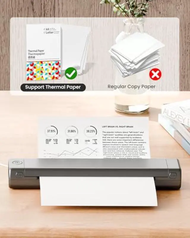 Alt view image 5 of 5 - Phomemo M08F Pro Portable Printer Wireless Travel, [Upgrade] Portable Thermal Printer Support 8.5" X 11" US Letter, Inkless Bluetooth Printer Compatible with iOS, Android, PC, Printer with Case
