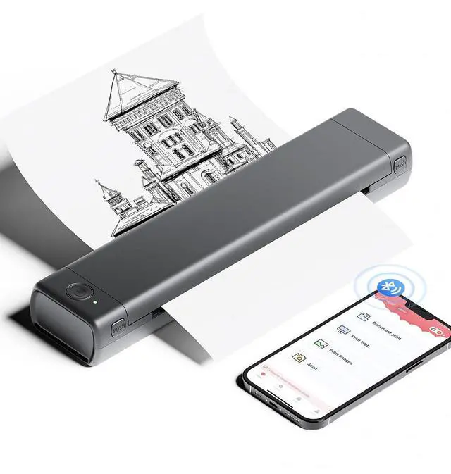 Alt view image 2 of 5 - Phomemo Portable Printers Wireless for Travel with M08F Bag, Thermal Tattoo Stencil Printer for Office, Home, Business, M08F-Letter Bluetooth Compact Printer for 8.5" X 11" Size