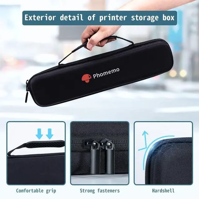 Alt view image 5 of 5 - Phomemo M08E Portable Printers & 1 Printer Case Black, Bluetooth Inkless Thermal Printer Compatible with iPhone, Android Phone, Laptop for Office Car Home Use