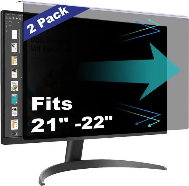 Main image of Pozlle [2 Pack Computer Privacy Screen Shield Compatible for 21.5/22 Inch 16:9 Widescreen Desktop Monitor - Anti Glare & Blue Light Filter - Hanging Design for Easy On/Off