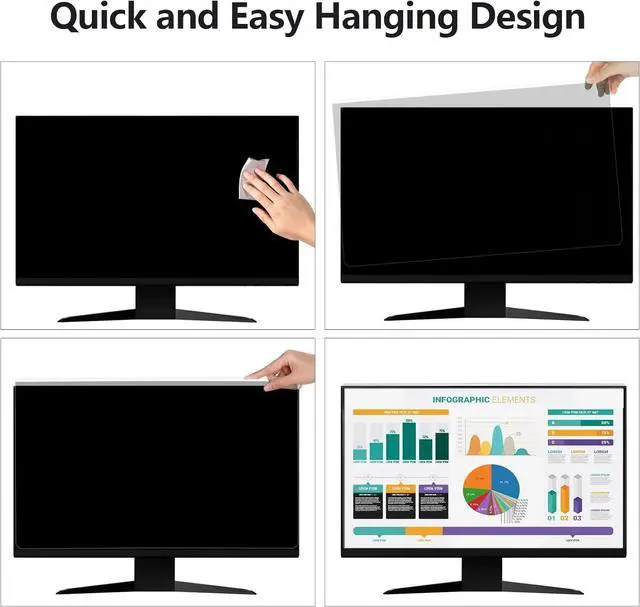Alt view image 5 of 5 - Pozlle [2 Pack Computer Privacy Screen Shield Compatible for 21.5/22 Inch 16:9 Widescreen Desktop Monitor - Anti Glare & Blue Light Filter - Hanging Design for Easy On/Off