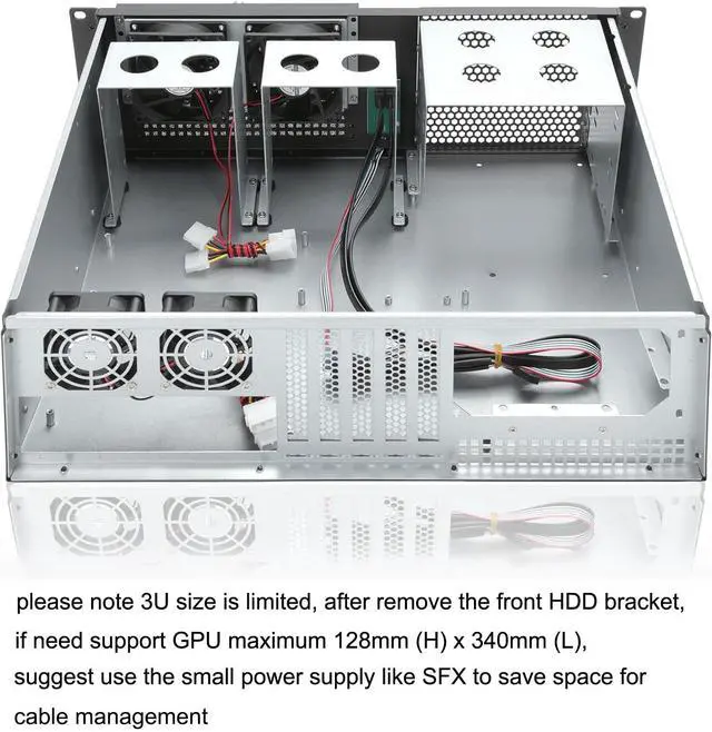 Alt view image 4 of 5 - RackChoice 3u Rackmount Server Chassis MATX/Mini-ITX 3x5.25 Support PS2 PSU w/Side 80mm or Bottom 120mm Fan or SFX PSU (Need to use The braccket in Screw Box), dust Filter Front Easy maintenace