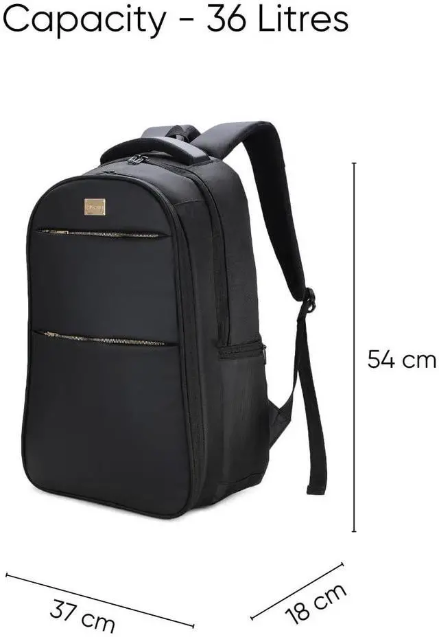 Alt view image 4 of 5 - RASHKI Aero - 15.6" Overnighter Laptop Backpack | Travel & Office Bag | USB Port, Rain Cover & 36L Vegan Leather (Black)