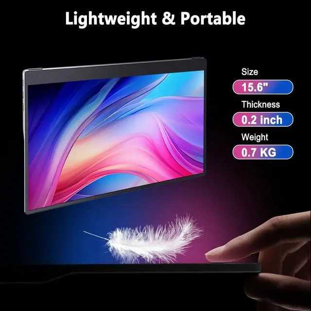 Alt view image 2 of 5 - QiMeng 15.6-inch Portable Laptop Monitor, FHD 1920 * 1080 Resolution, Equipped with USB Type-C and HDMI interfaces, Supports HDR, with Smart Cover, Built-in Speakers (Size & Style, Size & Style)