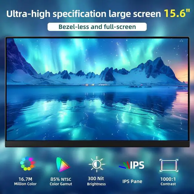 Alt view image 2 of 5 - ROYY Laptop Screen Extender Dual Monitor - 15.6" Portable Monitor 85% NTSC IPS 1080P FHD Detachable Screen Extended Extra USB-C/HDMI Port Compatible with Wins Mac Dex Chrome Fits 13"-17" Laptops