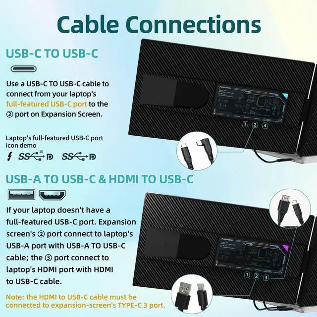 Alt view image 4 of 5 - ROYY Laptop Screen Extender Dual Monitor - 15.6" Portable Monitor 85% NTSC IPS 1080P FHD Detachable Screen Extended Extra USB-C/HDMI Port Compatible with Wins Mac Dex Chrome Fits 13"-17" Laptops