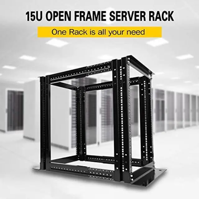Alt view image 3 of 5 - Raising Electronics Server Rack 4 Post Open Rack Frame Rack Enclosure 19 Inch Adjustable Depth Cold Rolled Steel(15U,36 Inch Height)