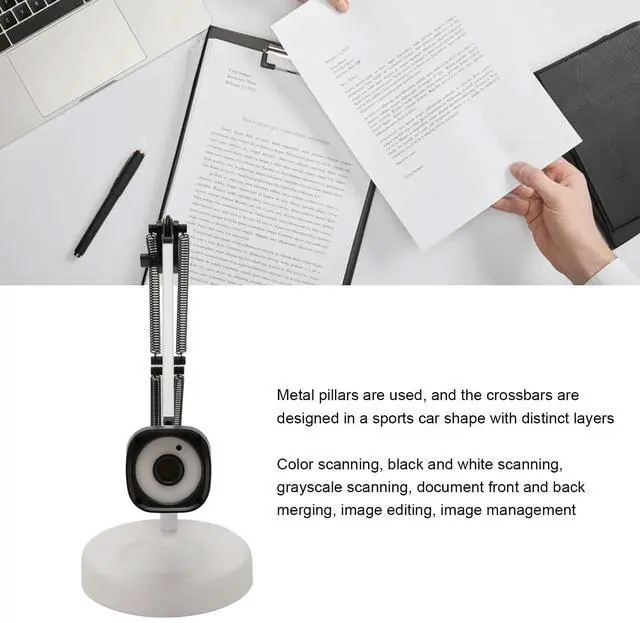 Alt view image 3 of 5 - Document Camera, K913AF 8MP USB Document Scanner with 5 Dimming Fill Light, Catch A3, Support OCR, Barcode 2D Code, PDF Convert, Video, for Office ID Cards Notes Magazines