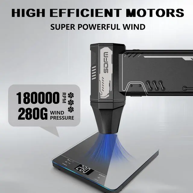 Alt view image 4 of 5 - SDFM Compressed Air Duster - 180,000 RPM Electric Air Duster - with Brushless Motor, 3-Gear Adjustable Air Duster - for Keyboard, PC, Car, Air Bed, and Home Cleaning