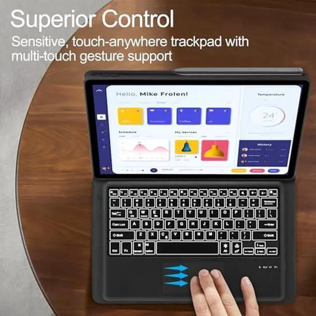 Alt view image 3 of 5 - Keyboard Case for Samsung Galaxy S10 Ultra/S9 Ultra/S8 Ultra 14.6in Touch Keyboard for Galaxy Tab S10 Ultra Case with Trackpad, Colors Backlit Detachable Keypad for S9 Ultra Tab with Pen Holder, Blue