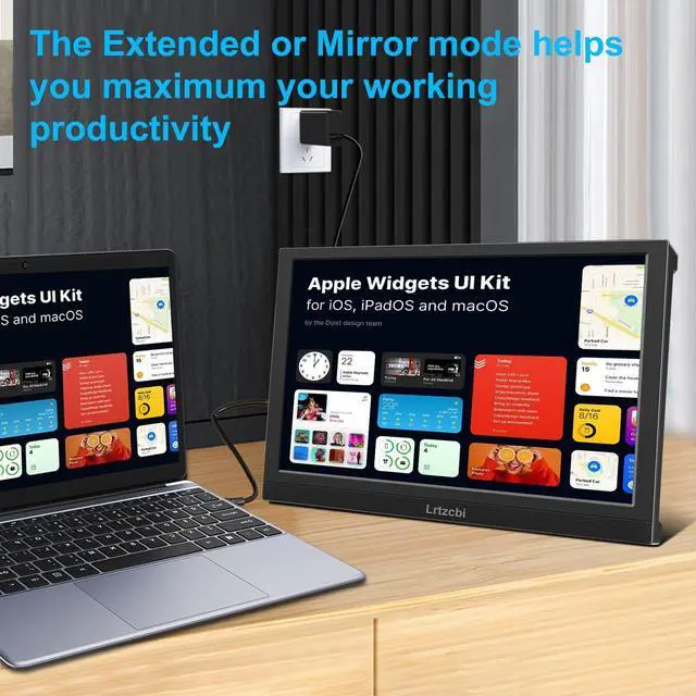 Alt view image 3 of 5 - Lrtzcbi Portable Monitor 13.3 Inch, External Laptop Monitor HD 1366x768P Built-in Speakers and HDMI VGA Port, Small HDMI Display for Laptop PC Mac PS4/5 Computer