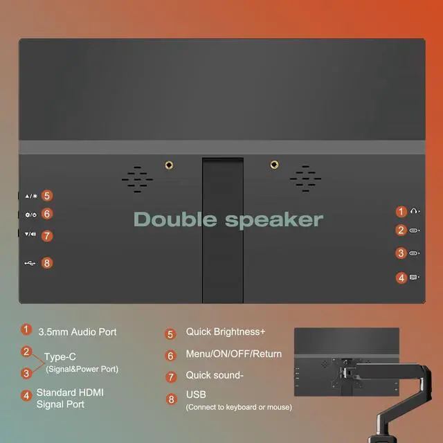 Alt view image 2 of 5 - Kenowa Portable Monitor 11.6 Inch, HD Screen 1366x768P Small HDMI Monitor with Dual USB C/HDMI External Display for Laptop PC Phone Mac PS4/5 Xbox