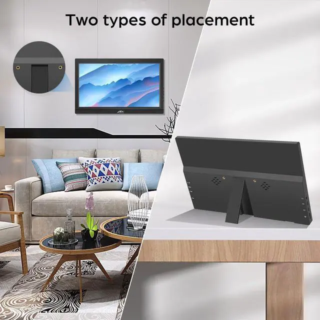 Alt view image 5 of 5 - Kenowa Portable Monitor 11.6 Inch, HD Screen 1366x768P Small HDMI Monitor with Dual USB C/HDMI External Display for Laptop PC Phone Mac PS4/5 Xbox