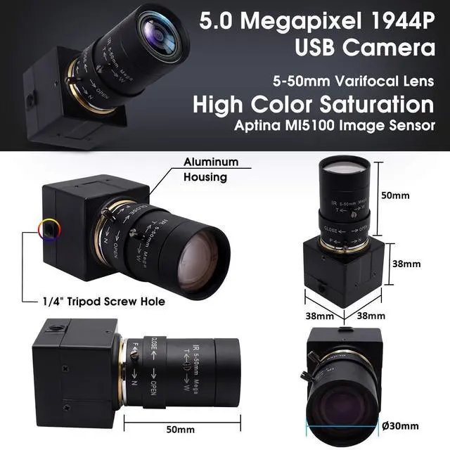 Alt view image 4 of 5 - SVPRO 10X Optical Zoom USB Camera with 5-50mm Manual Lens, HD Webcam 5MP Portable Video Camera with Aptina MI5100 Sensor,Desktop Computer Camera for Online Class/Video Conference