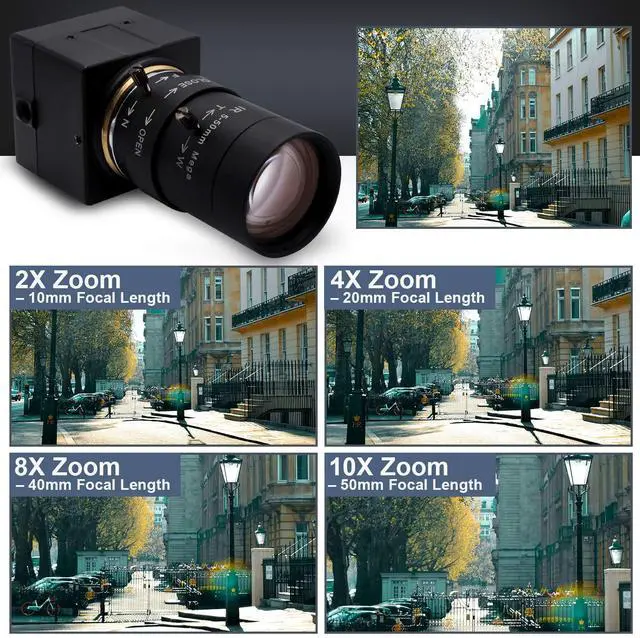 Alt view image 3 of 5 - SVPRO 10X Optical Zoom USB Camera with 5-50mm Manual Lens, HD Webcam 5MP Portable Video Camera with Aptina MI5100 Sensor,Desktop Computer Camera for Online Class/Video Conference